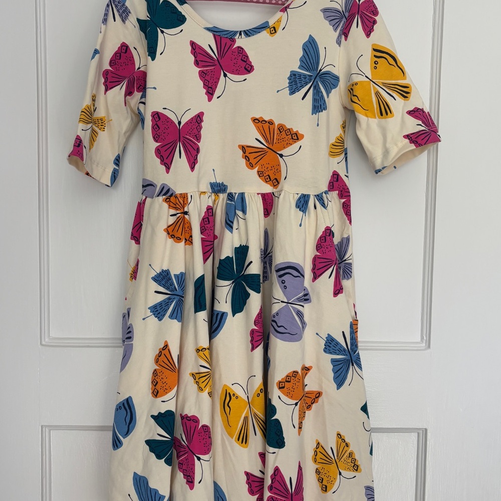 Hanna Andersson Butterfly Print Dress Size 6-7 NWT